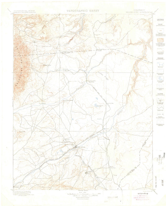 Historic 1900 Walsenburg Colorado 30'x30' Topo Map Image