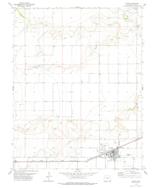 Classic USGS Walsh Colorado 7.5'x7.5' Topo Map Image