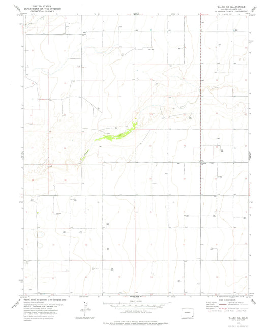 Classic USGS Walsh SE Colorado 7.5'x7.5' Topo Map Image