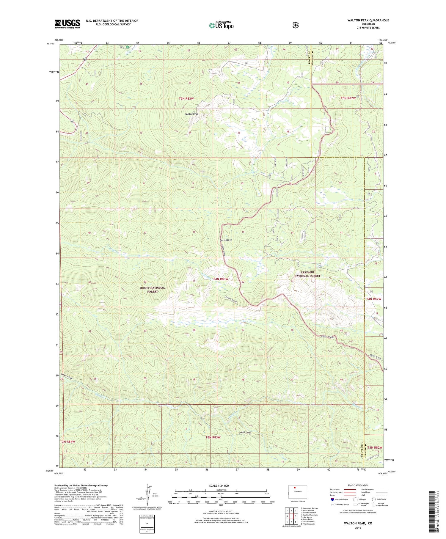 Walton Peak Colorado US Topo Map Image