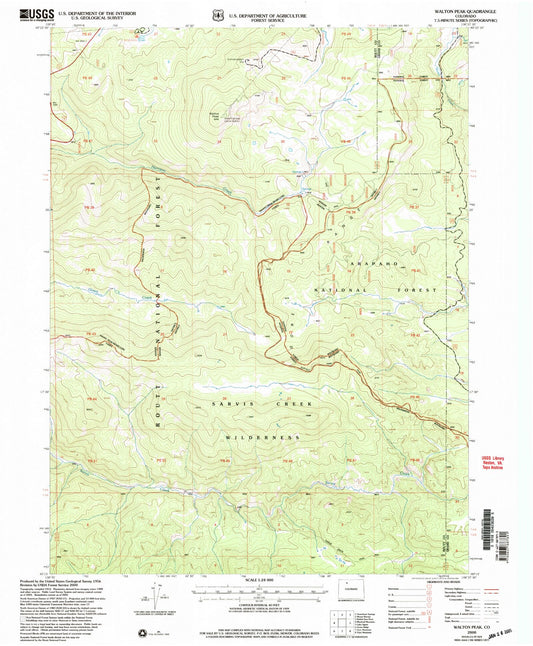 Classic USGS Walton Peak Colorado 7.5'x7.5' Topo Map Image