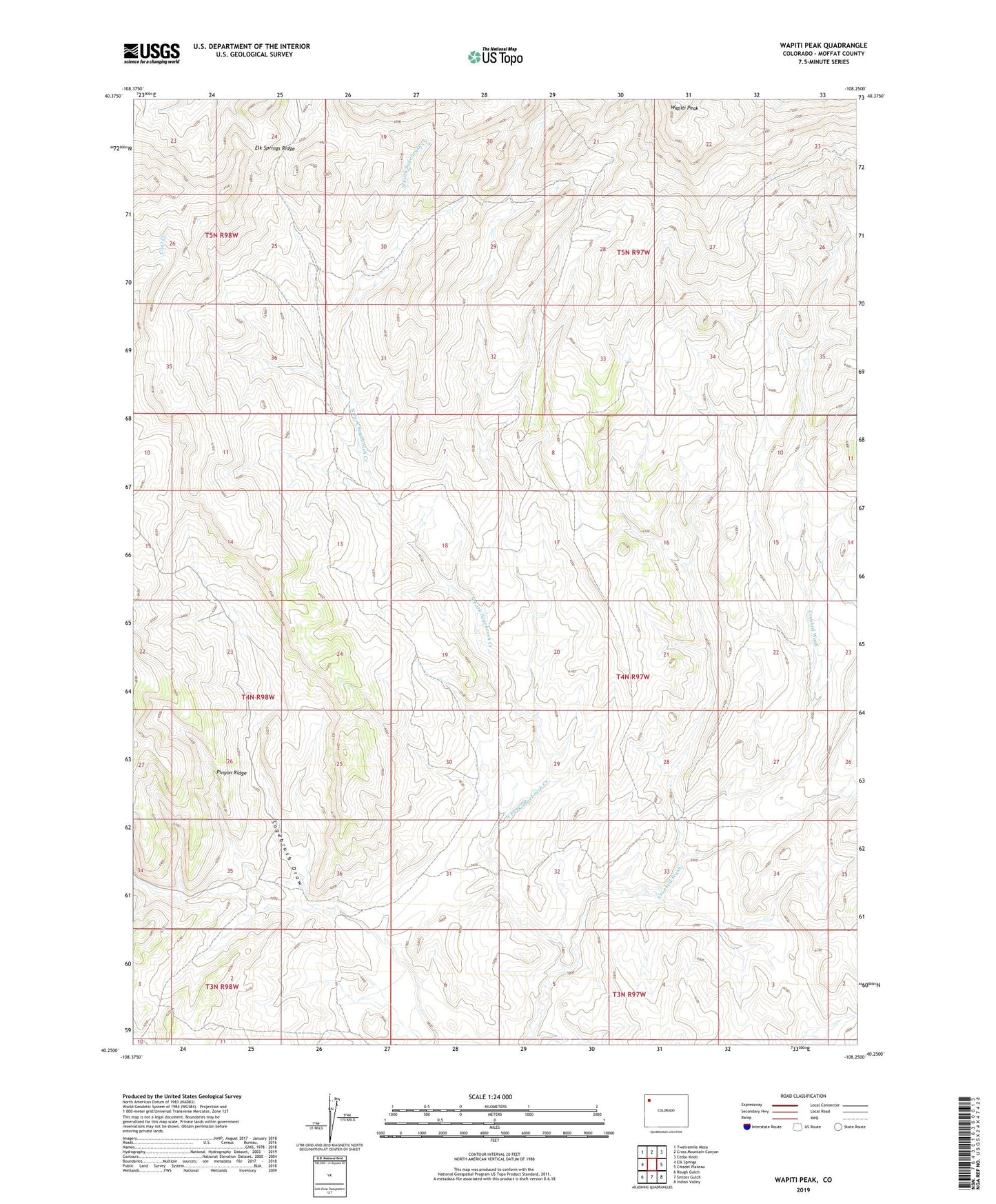 Wapiti Peak Colorado US Topo Map Image