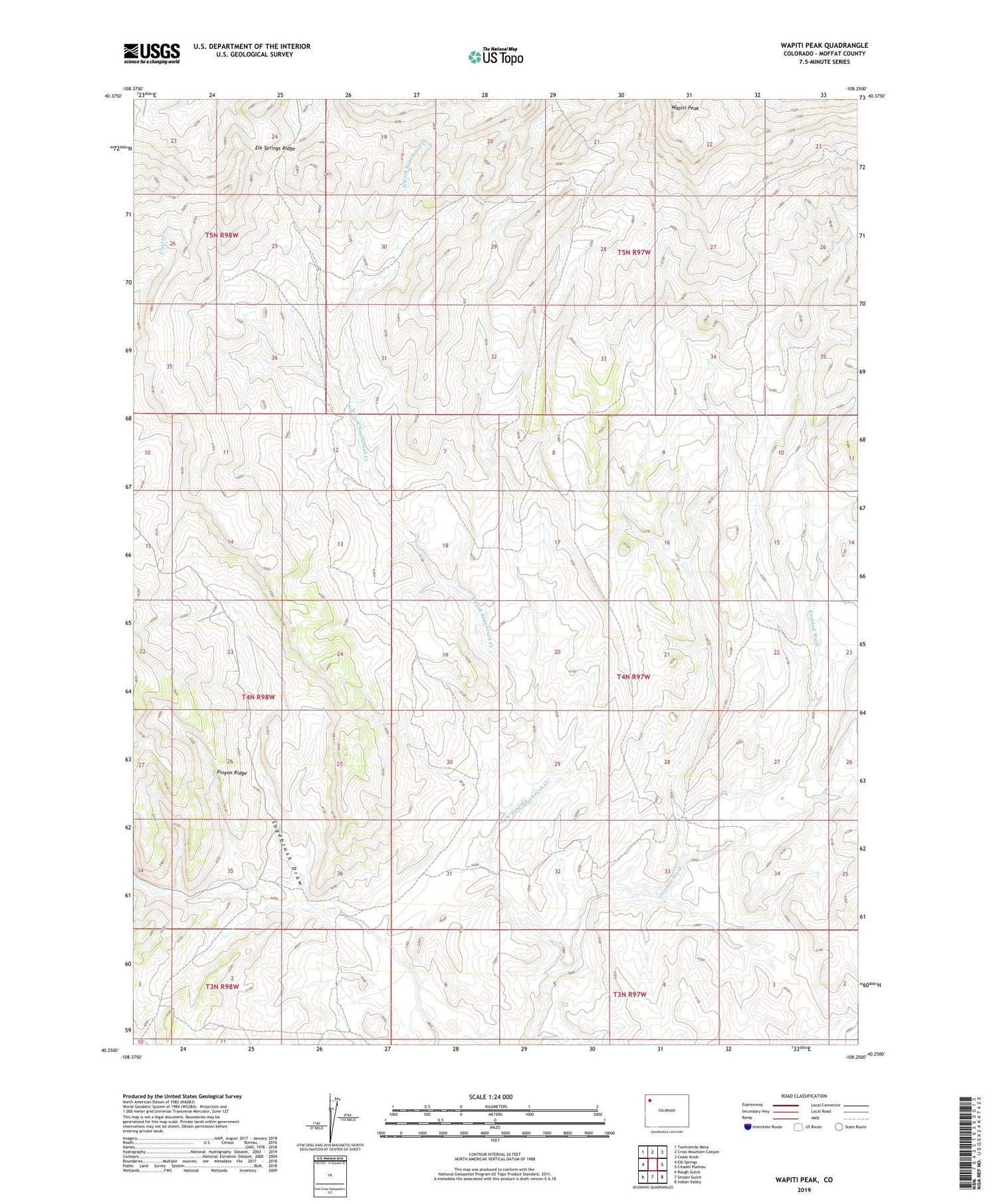 Wapiti Peak Colorado US Topo Map Image