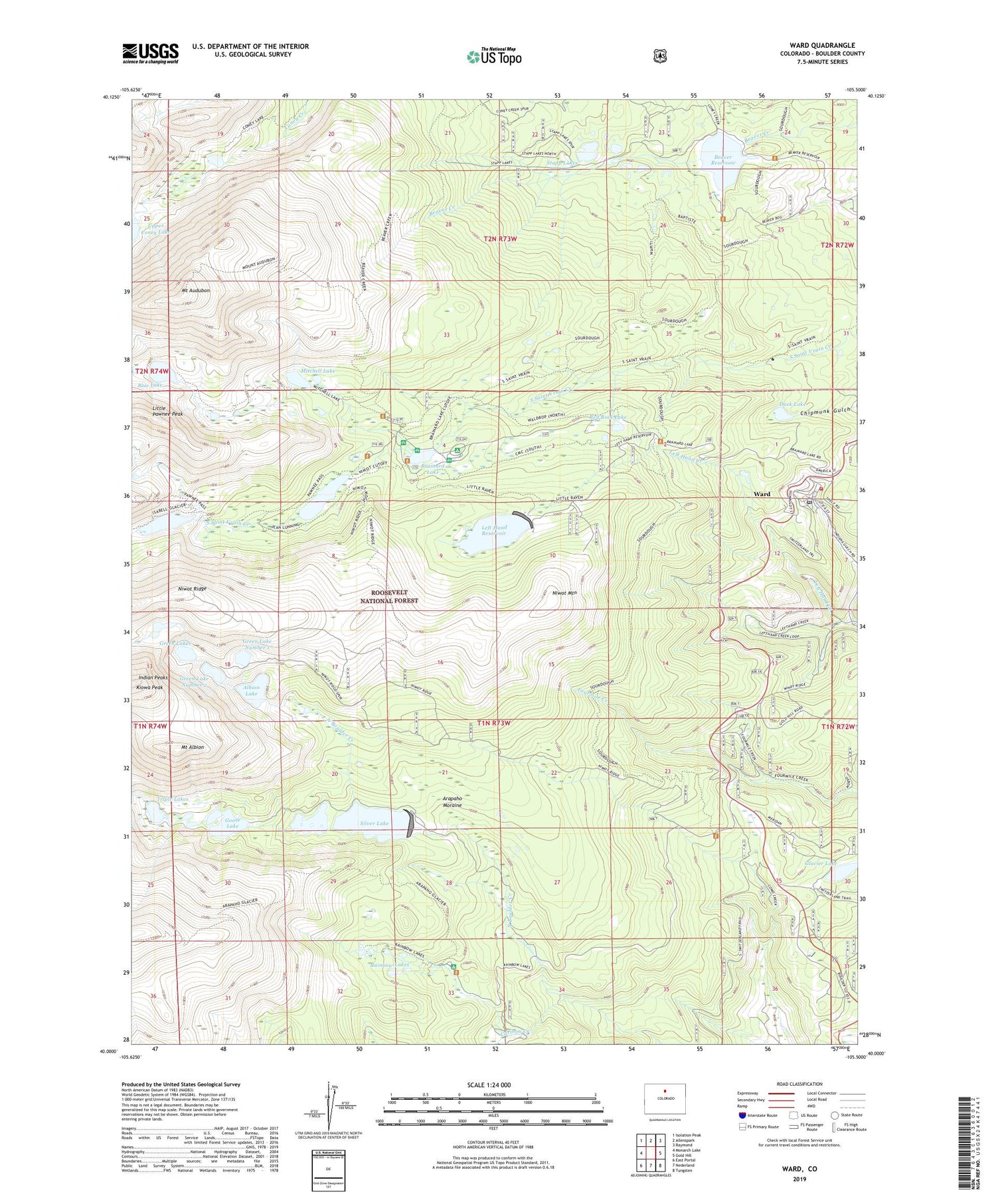 Ward Colorado US Topo Map Image
