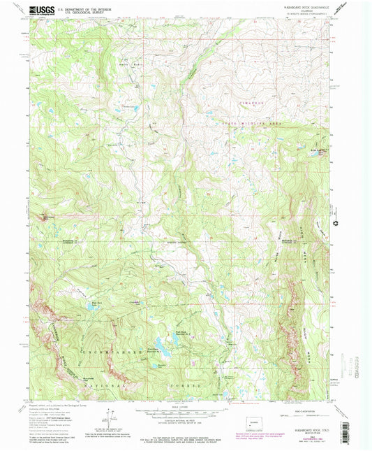 Classic USGS Washboard Rock Colorado 7.5'x7.5' Topo Map Image