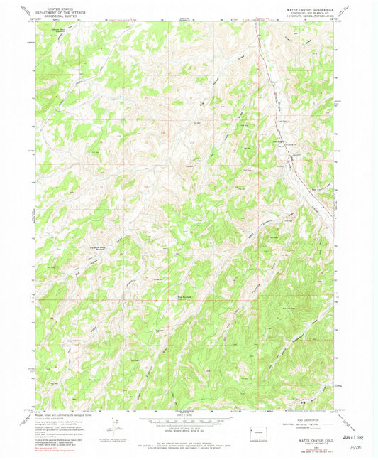 Classic USGS Water Canyon Colorado 7.5'x7.5' Topo Map Image