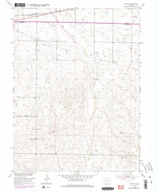 Classic USGS Watkins Colorado 7.5'x7.5' Topo Map Image