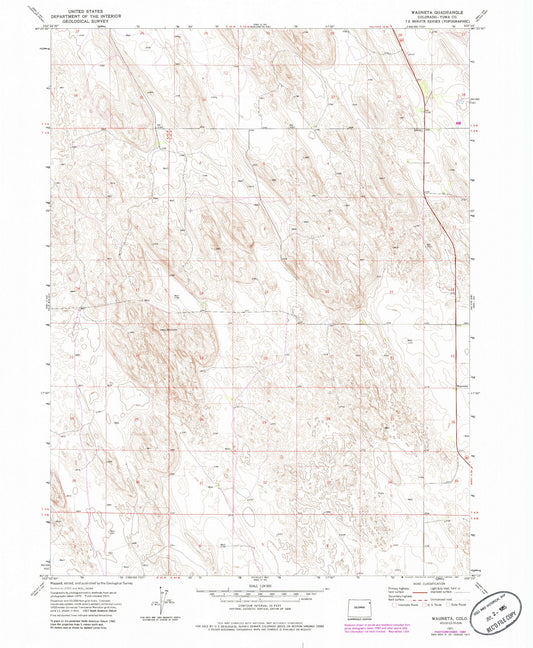 Classic USGS Wauneta Colorado 7.5'x7.5' Topo Map Image