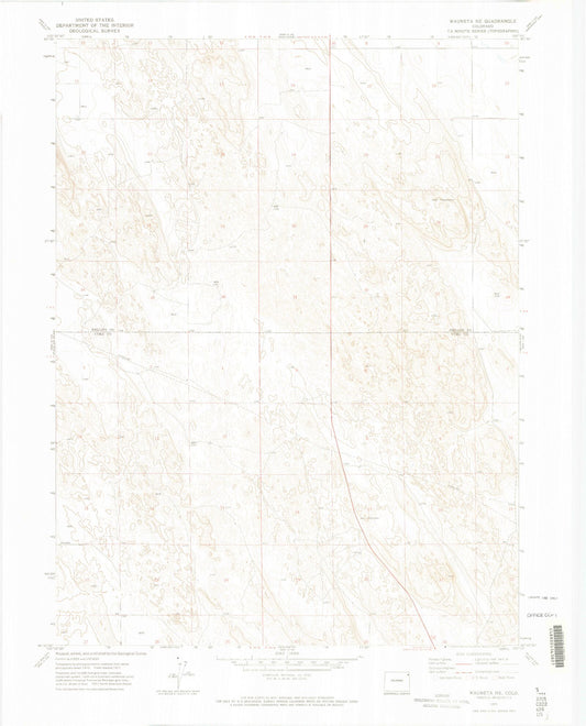 Classic USGS Wauneta NE Colorado 7.5'x7.5' Topo Map Image
