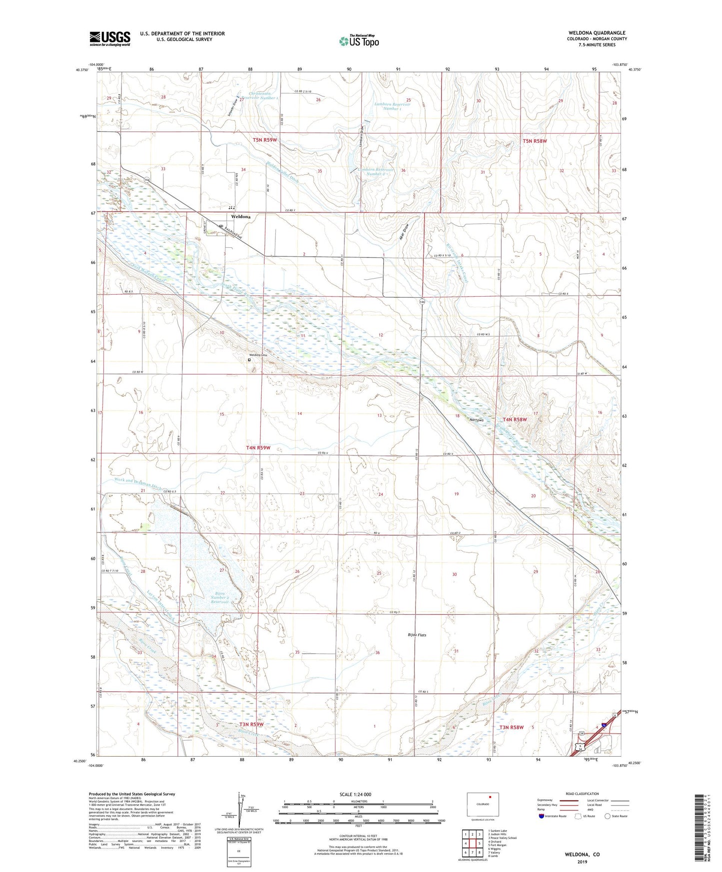 Weldona Colorado US Topo Map Image