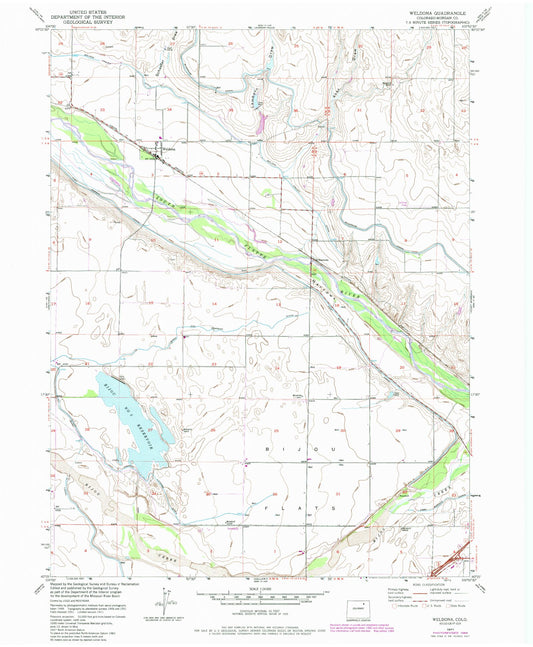 Classic USGS Weldona Colorado 7.5'x7.5' Topo Map Image