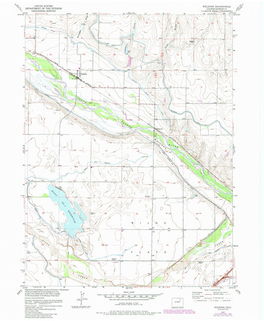 Classic USGS Weldona Colorado 7.5'x7.5' Topo Map Image