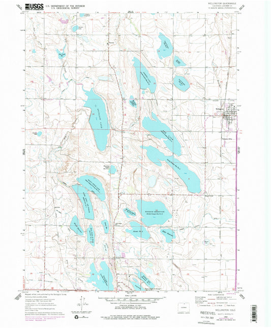 Classic USGS Wellington Colorado 7.5'x7.5' Topo Map Image