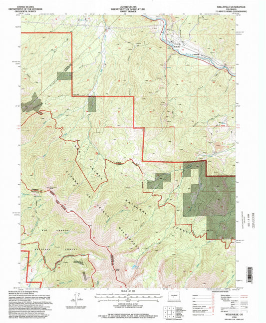 Classic USGS Wellsville Colorado 7.5'x7.5' Topo Map Image