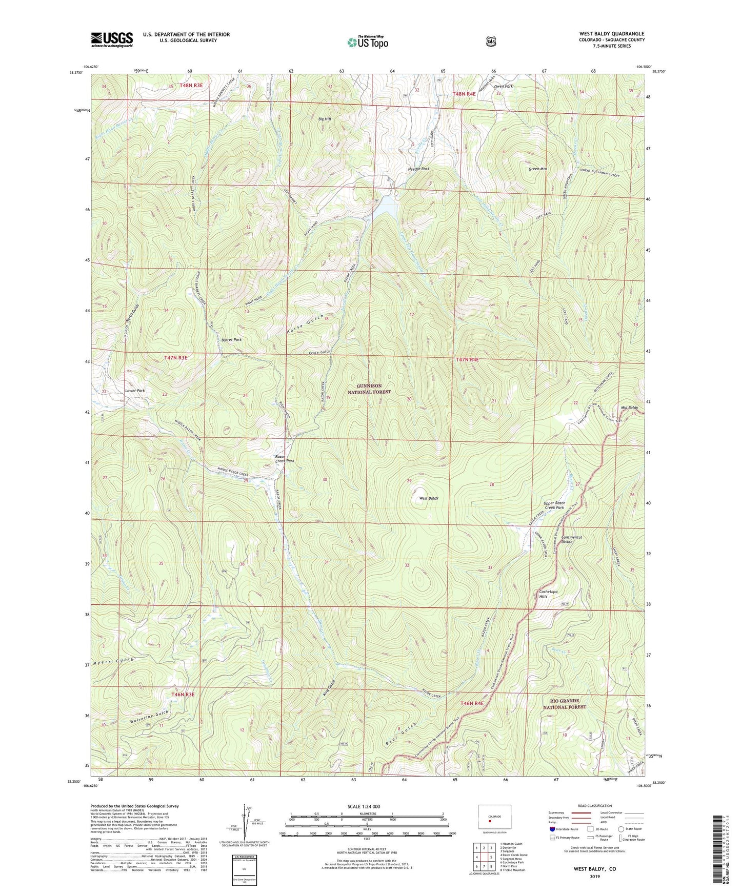 West Baldy Colorado US Topo Map Image