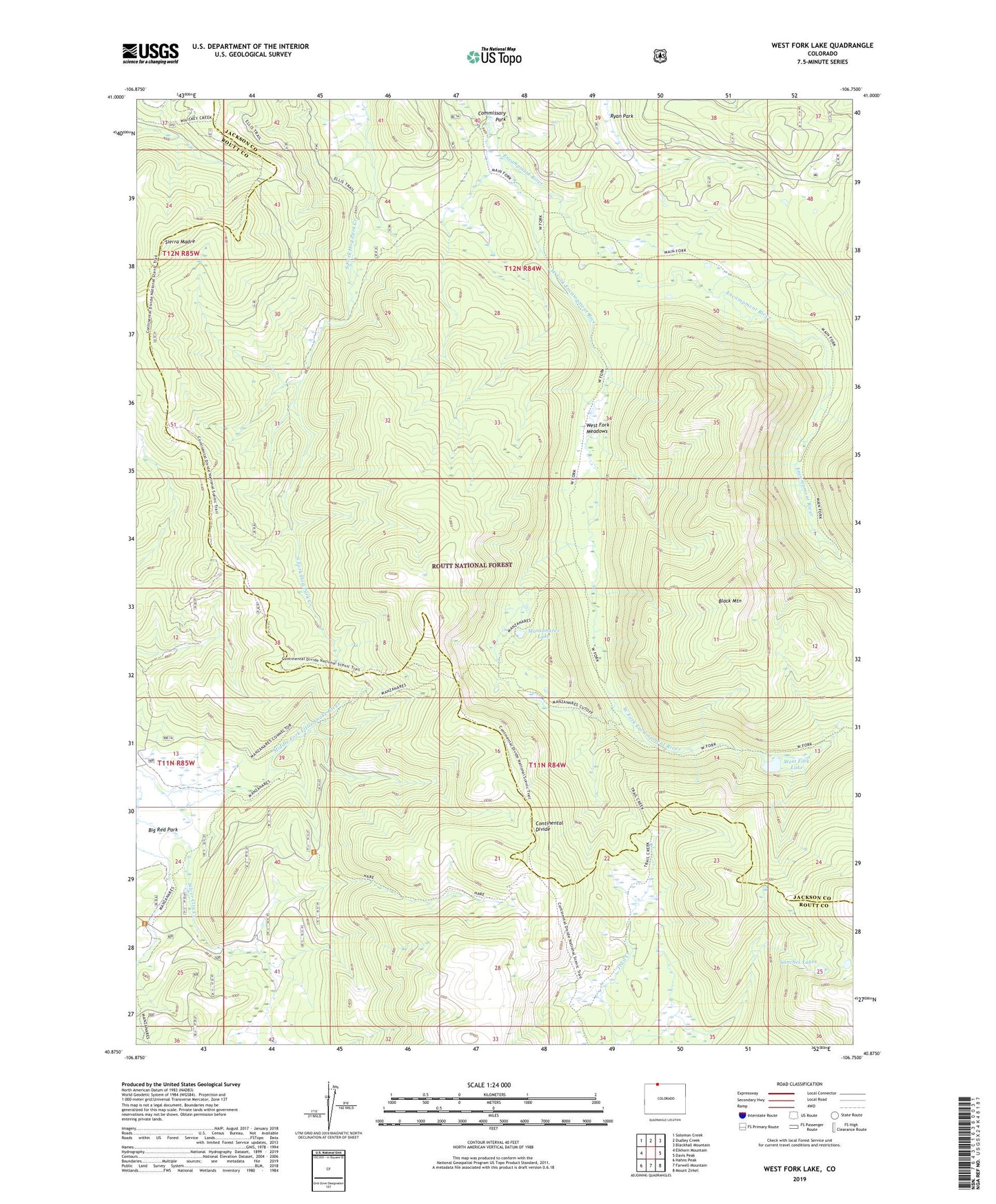 West Fork Lake Colorado US Topo Map Image