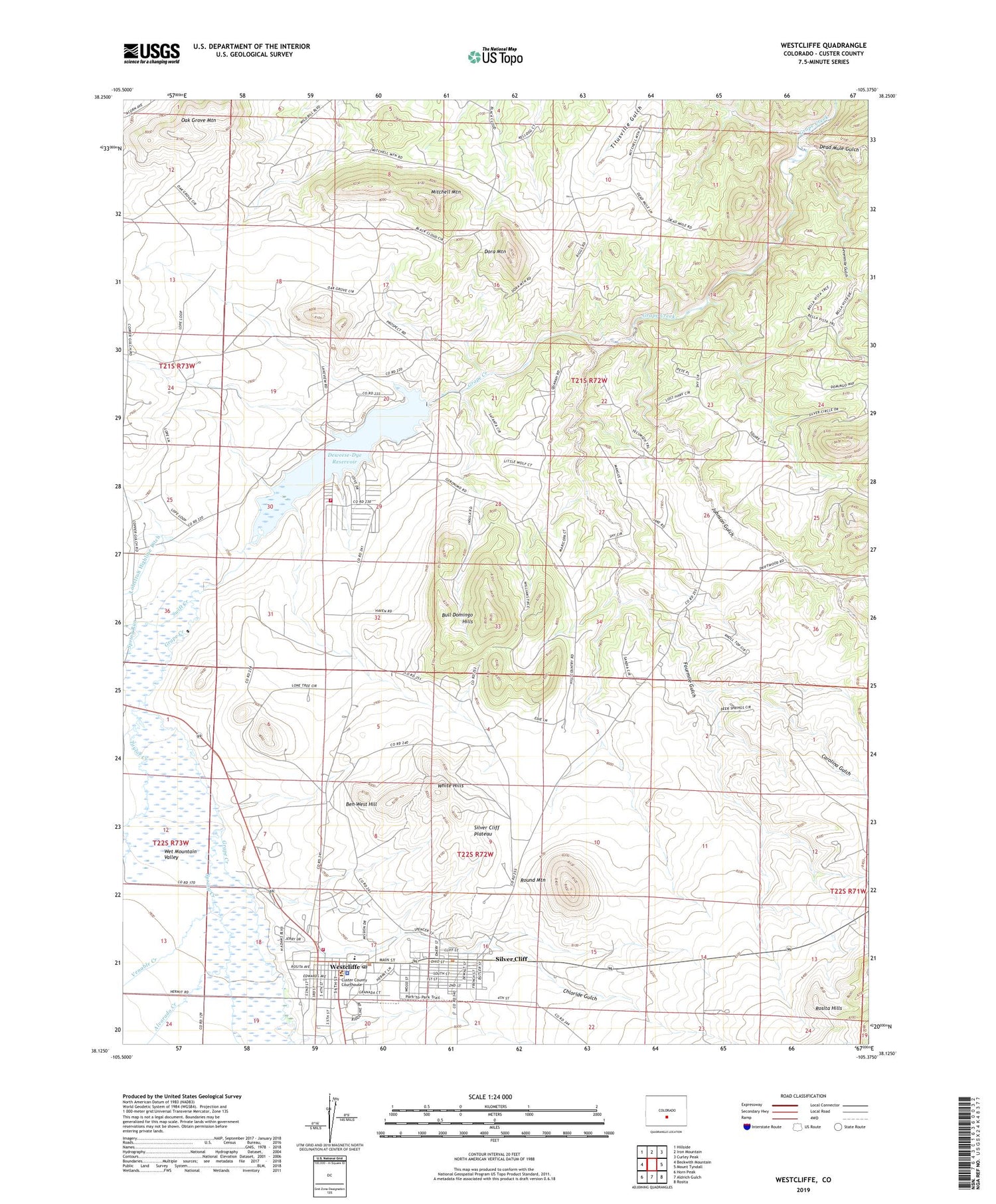 Westcliffe Colorado US Topo Map Image