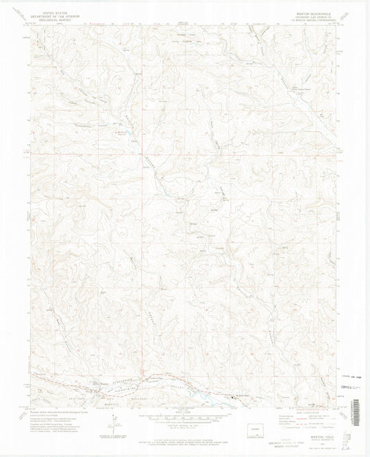 Classic USGS Weston Colorado 7.5'x7.5' Topo Map Image