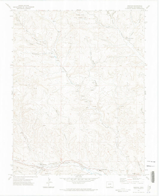 Classic USGS Weston Colorado 7.5'x7.5' Topo Map Image