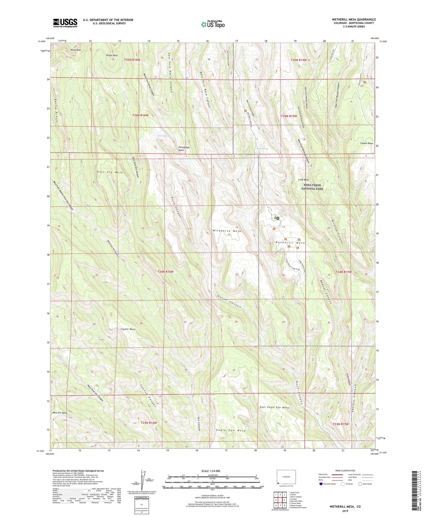 Wetherill Mesa Colorado US Topo Map Image