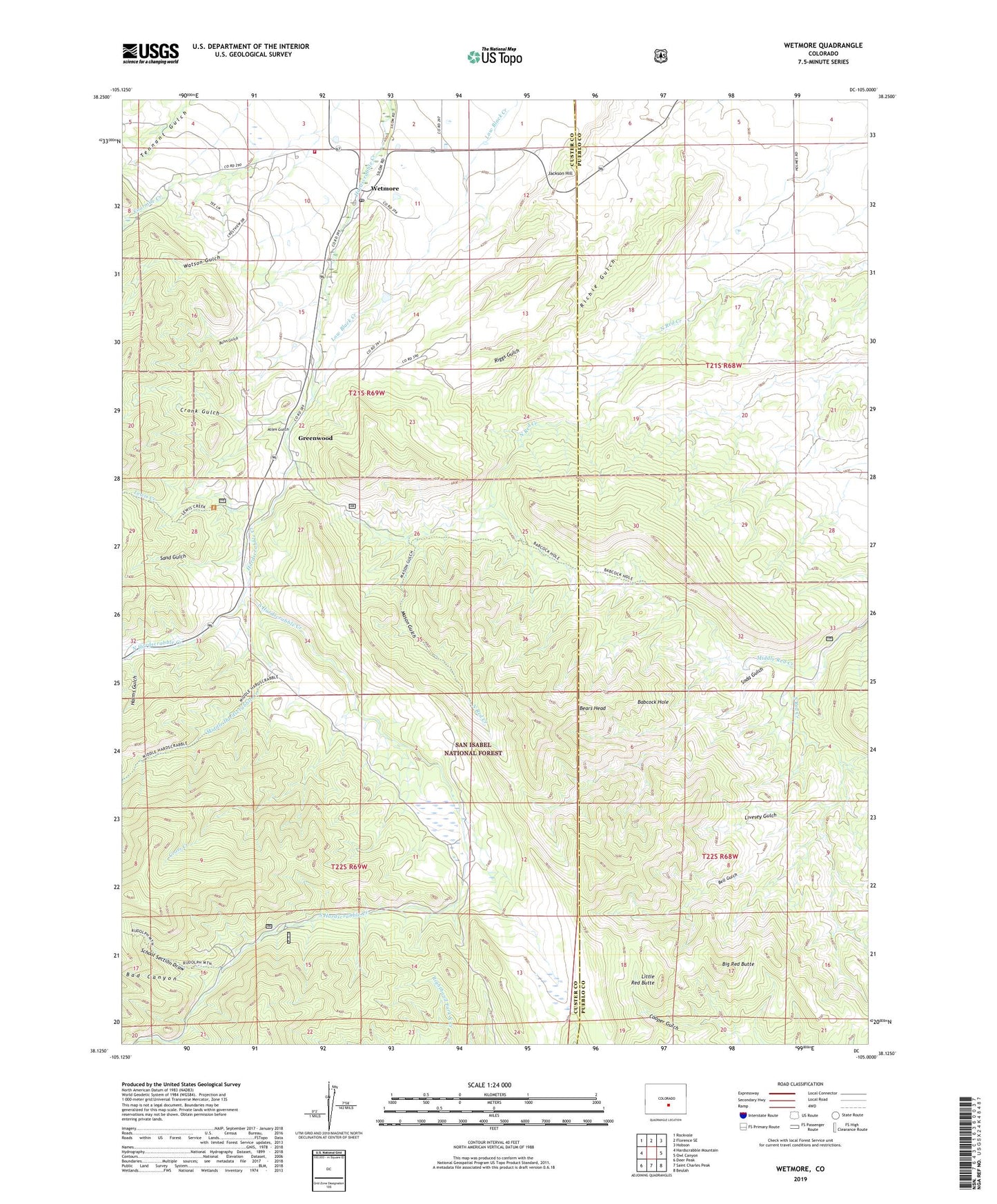 Wetmore Colorado US Topo Map Image