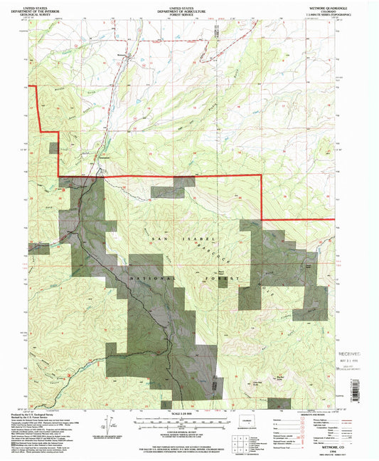 Classic USGS Wetmore Colorado 7.5'x7.5' Topo Map Image