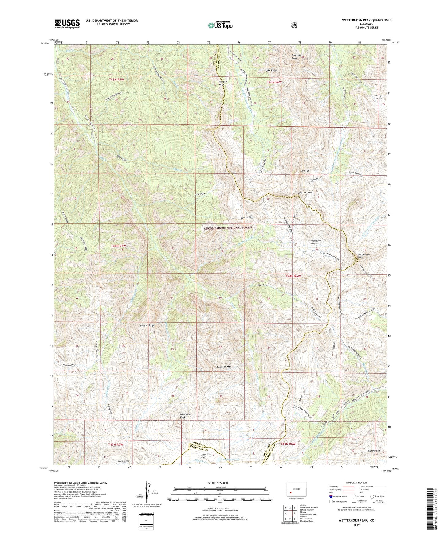 Wetterhorn Peak Colorado US Topo Map Image