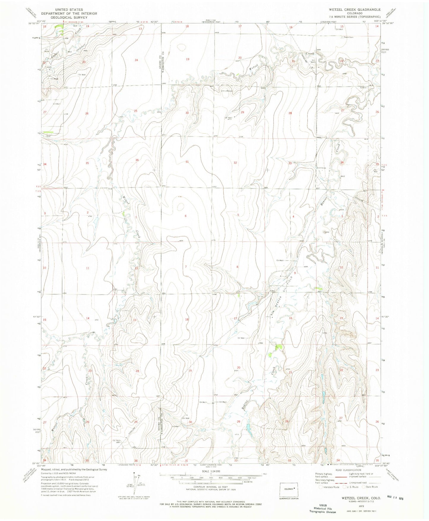 Classic USGS Wetzel Creek Colorado 7.5'x7.5' Topo Map Image