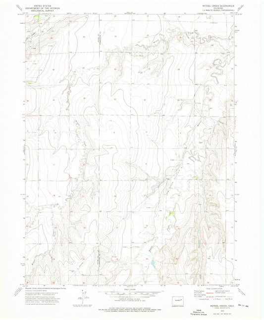 Classic USGS Wetzel Creek Colorado 7.5'x7.5' Topo Map Image