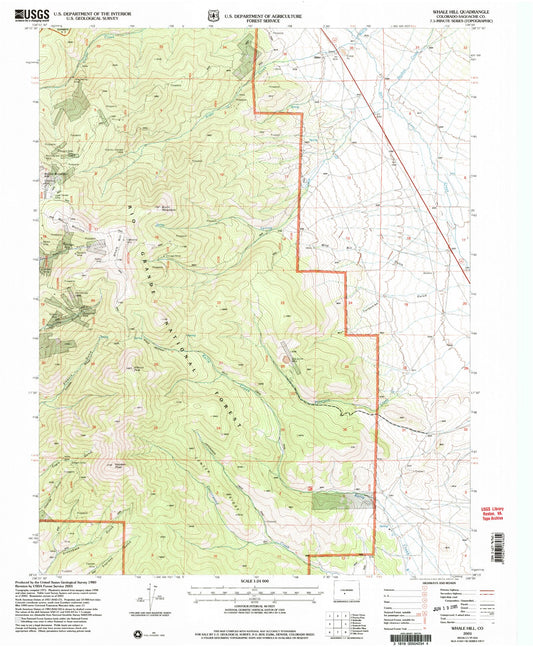 Classic USGS Whale Hill Colorado 7.5'x7.5' Topo Map Image