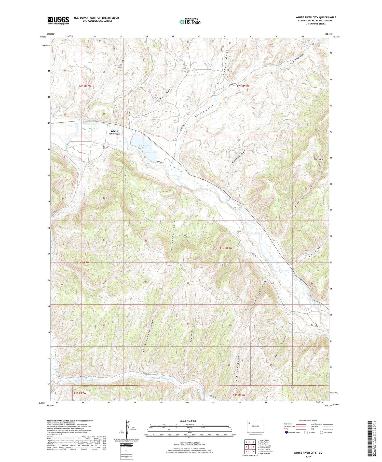 White River City Colorado US Topo Map Image