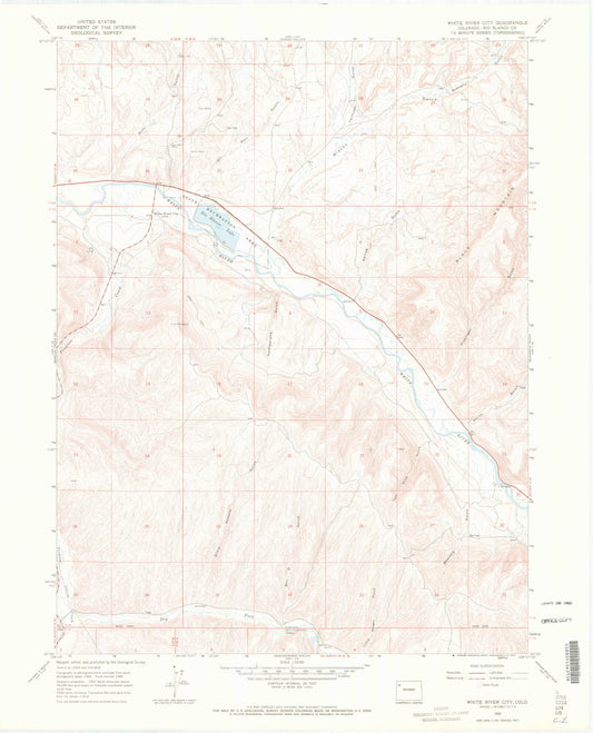 Classic USGS White River City Colorado 7.5'x7.5' Topo Map Image