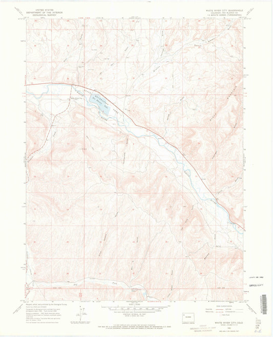Classic USGS White River City Colorado 7.5'x7.5' Topo Map Image