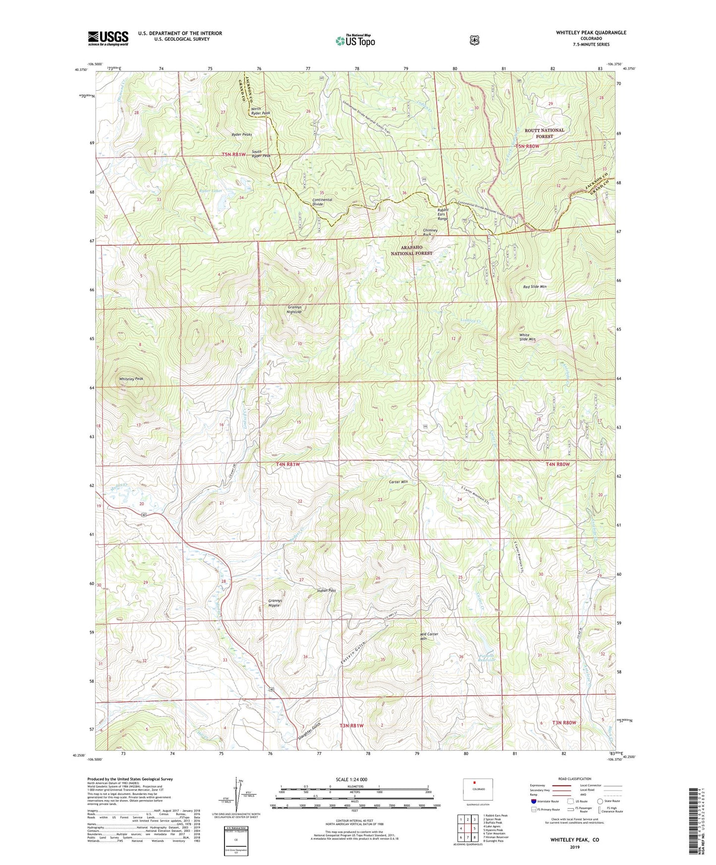 Whiteley Peak Colorado US Topo Map Image