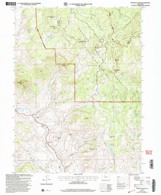 Classic USGS Whiteley Peak Colorado 7.5'x7.5' Topo Map Image