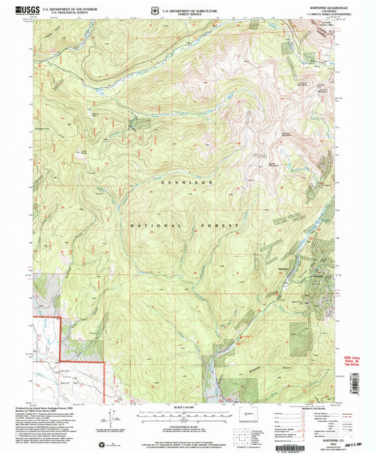Classic USGS Whitepine Colorado 7.5'x7.5' Topo Map Image