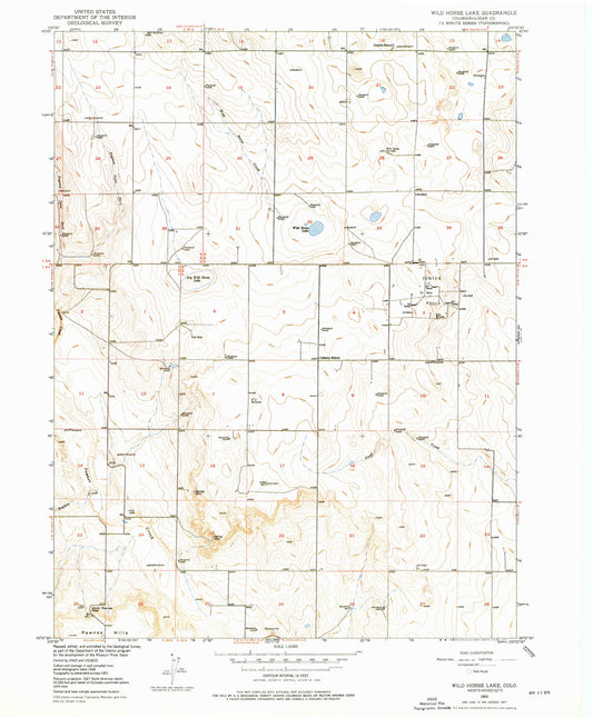 Classic USGS Wild Horse Lake Colorado 7.5'x7.5' Topo Map Image