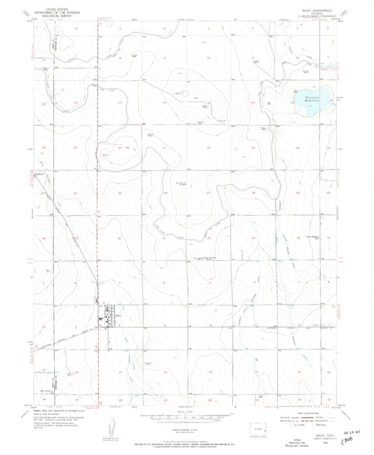Classic USGS Wiley Colorado 7.5'x7.5' Topo Map Image