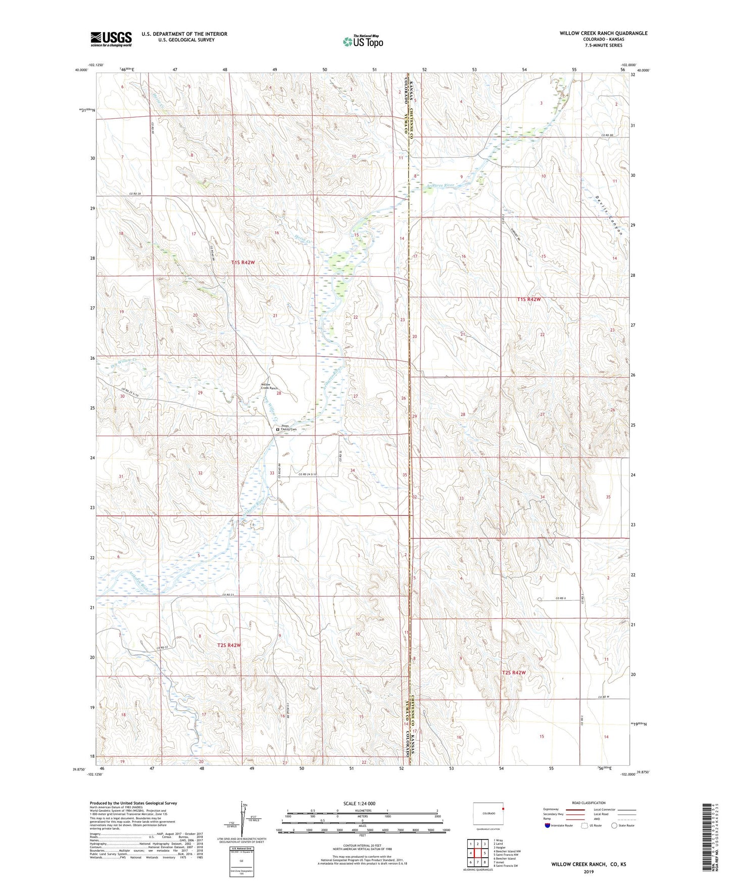 Willow Creek Ranch Colorado US Topo Map Image