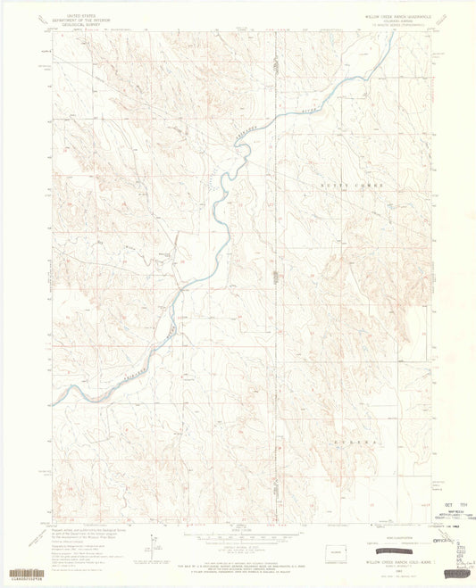 Classic USGS Willow Creek Ranch Colorado 7.5'x7.5' Topo Map Image