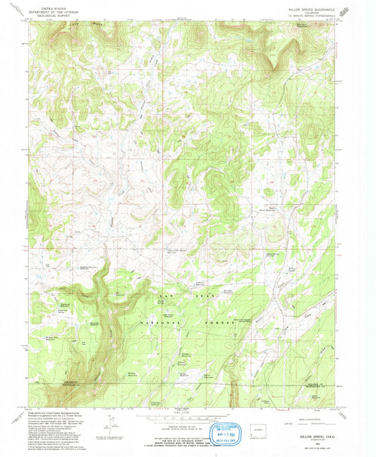 Classic USGS Willow Spring Colorado 7.5'x7.5' Topo Map Image