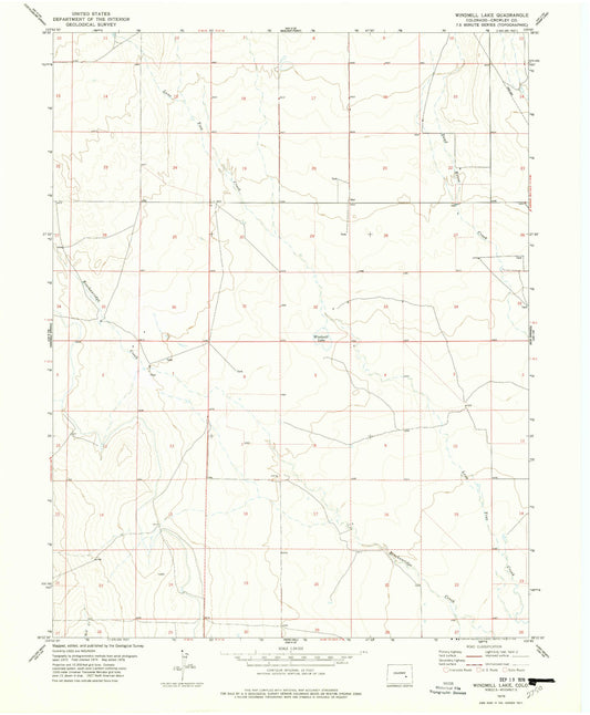 Classic USGS Windmill Lake Colorado 7.5'x7.5' Topo Map Image