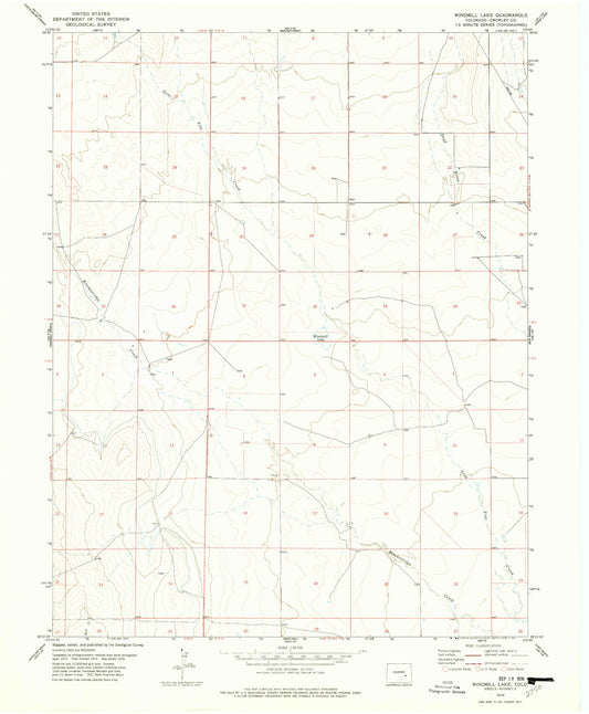 Classic USGS Windmill Lake Colorado 7.5'x7.5' Topo Map Image