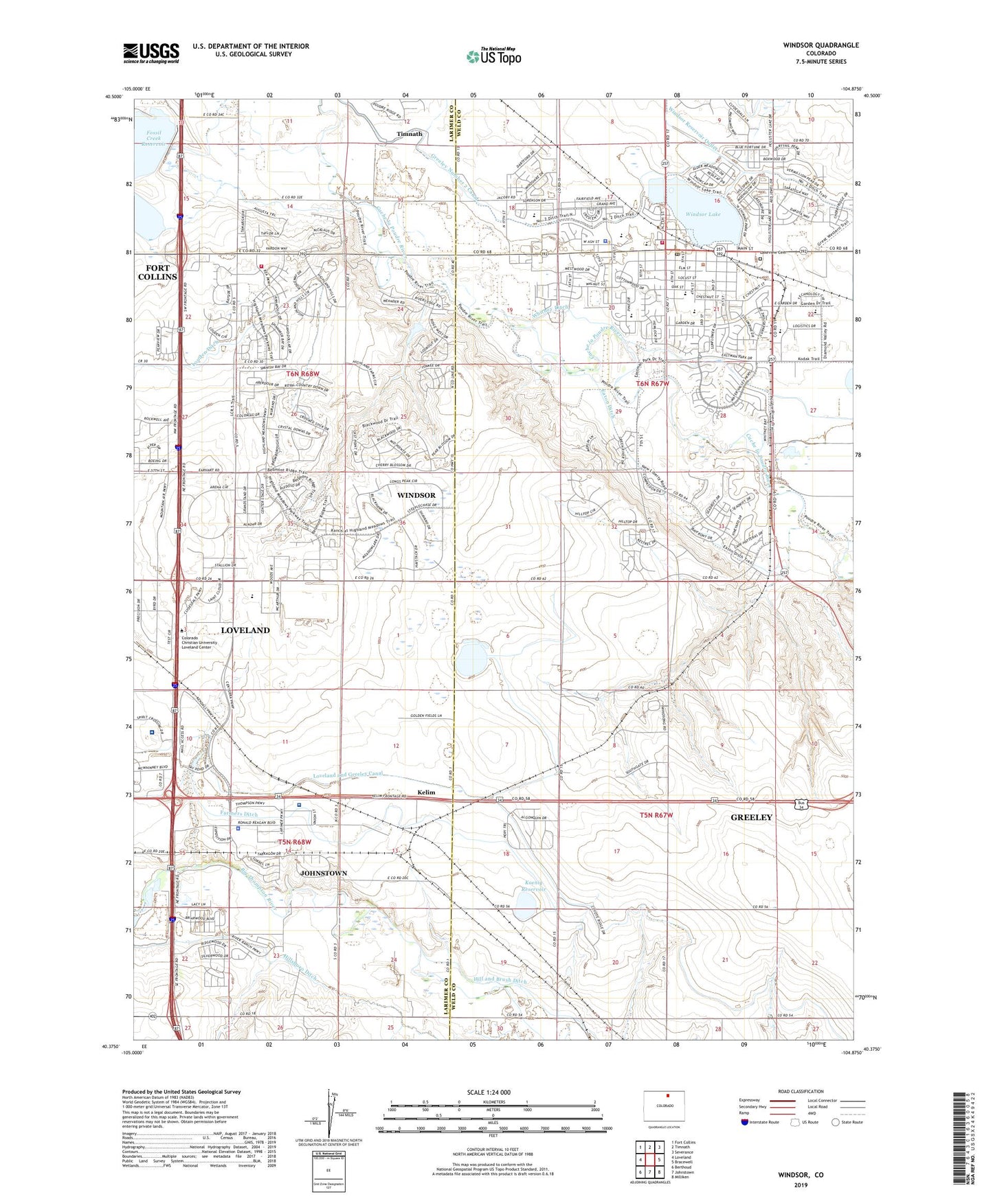 Windsor Colorado US Topo Map Image