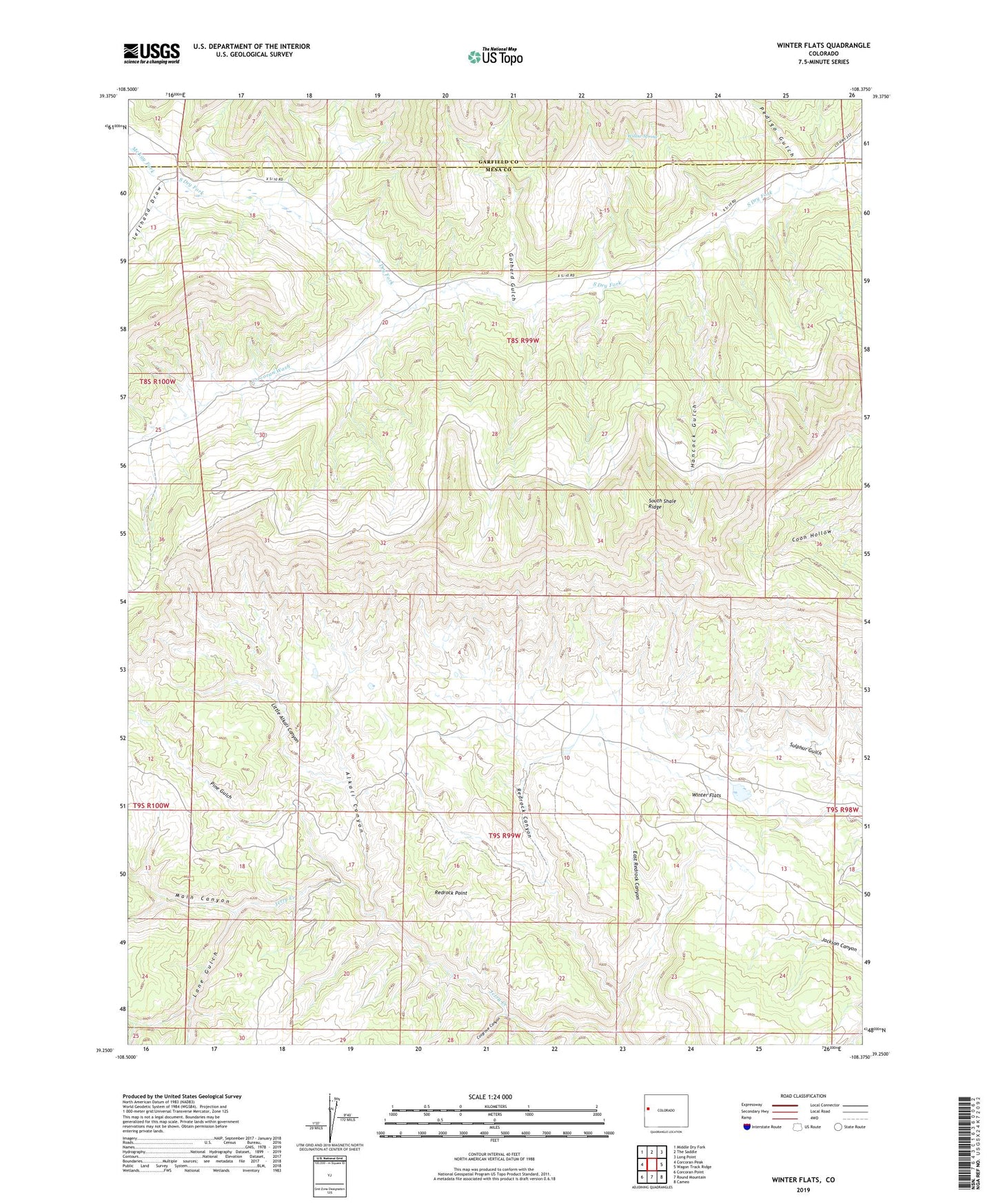 Winter Flats Colorado US Topo Map Image