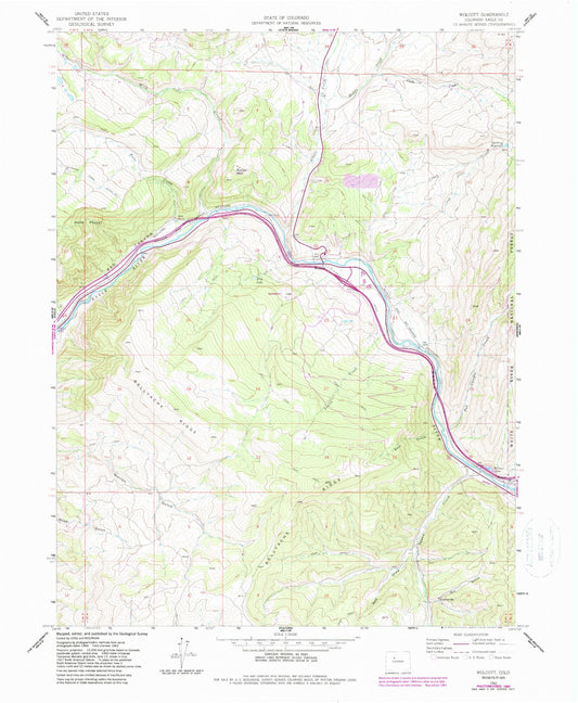 Classic USGS Wolcott Colorado 7.5'x7.5' Topo Map Image