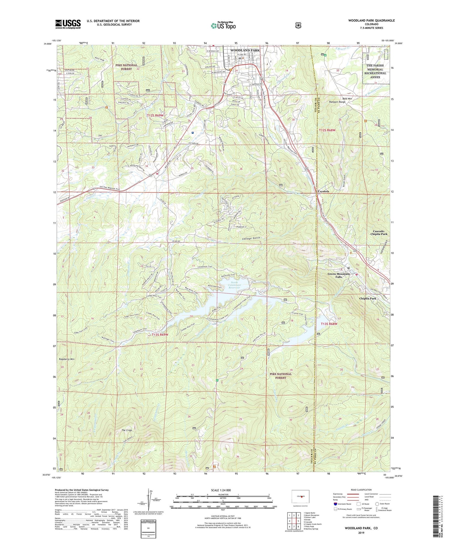 Woodland Park Colorado US Topo Map Image