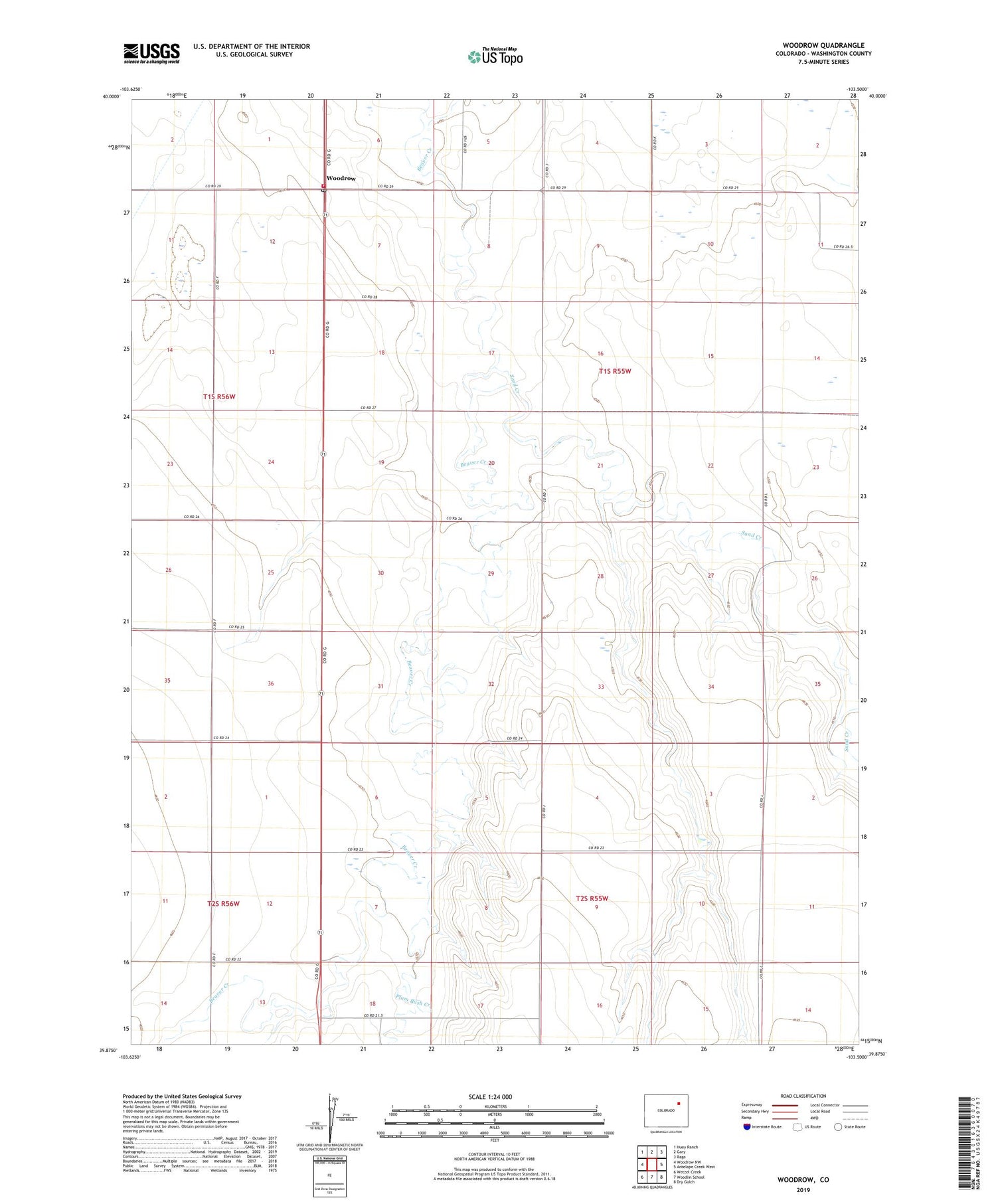 Woodrow Colorado US Topo Map Image