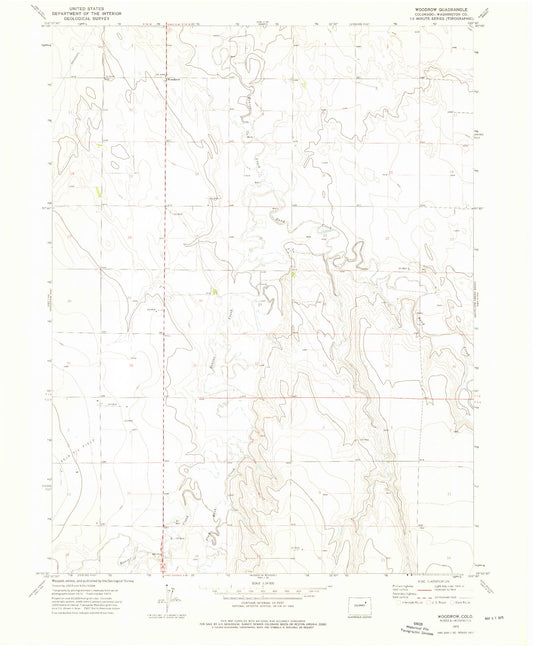 Classic USGS Woodrow Colorado 7.5'x7.5' Topo Map Image