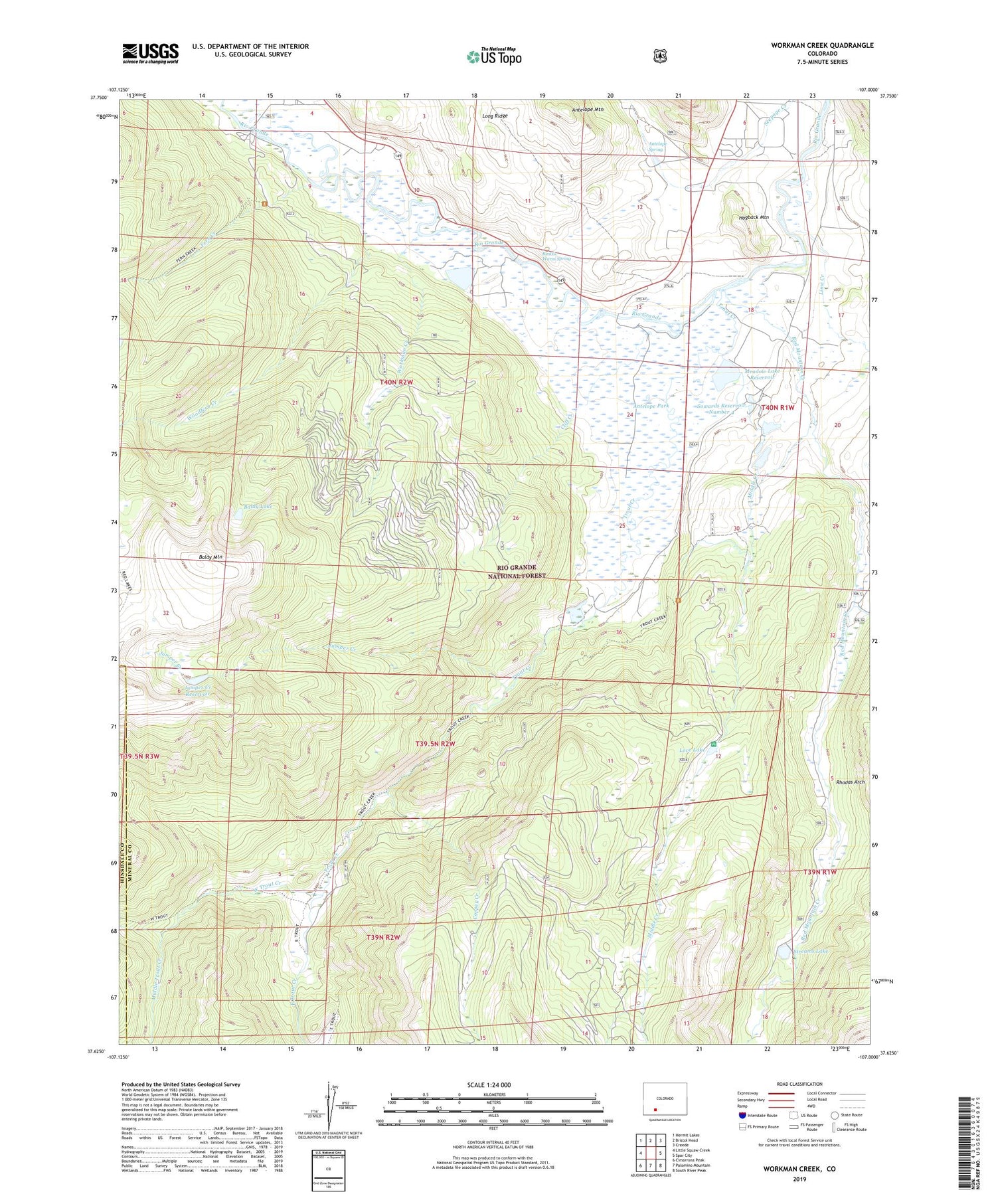 Workman Creek Colorado US Topo Map Image